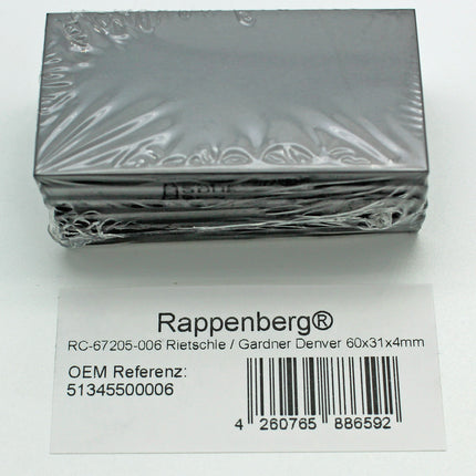 6 Kohleschieber, Drehschieber,  60x31x4mm für Elmo Rietschle  Vakuumpumpen DLT10