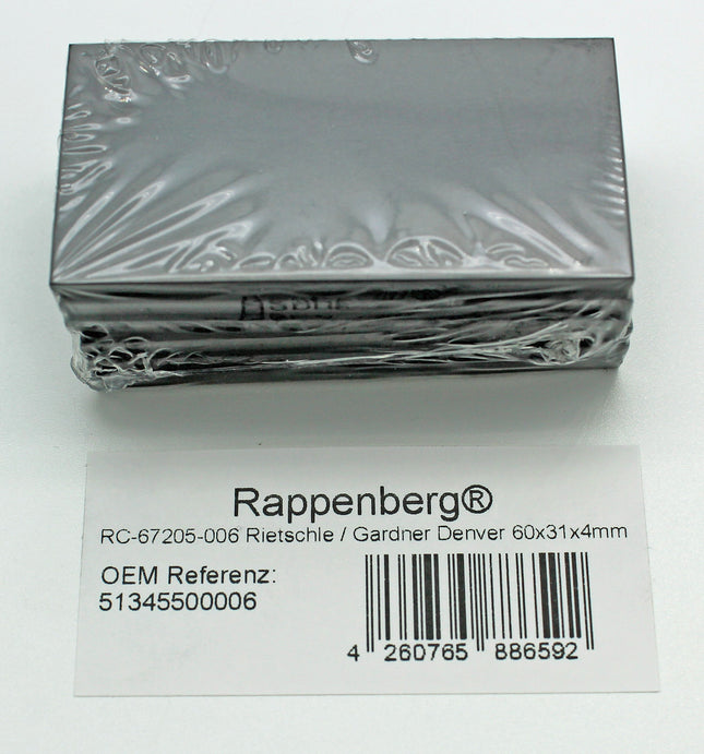 6 Kohleschieber, Drehschieber,  60x31x4mm für Elmo Rietschle  Vakuumpumpen DLT10